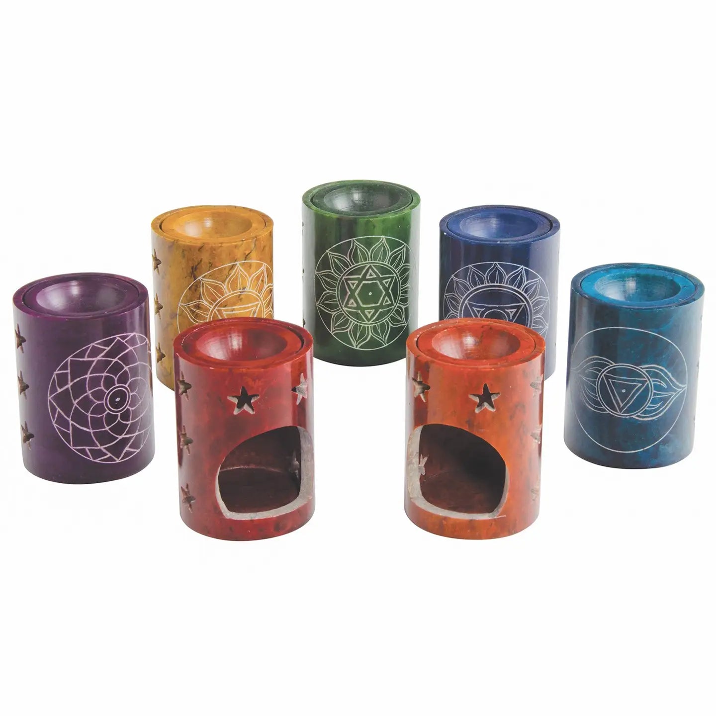 Balance & Beauty: The 7-Chakra Soapstone Burner Set