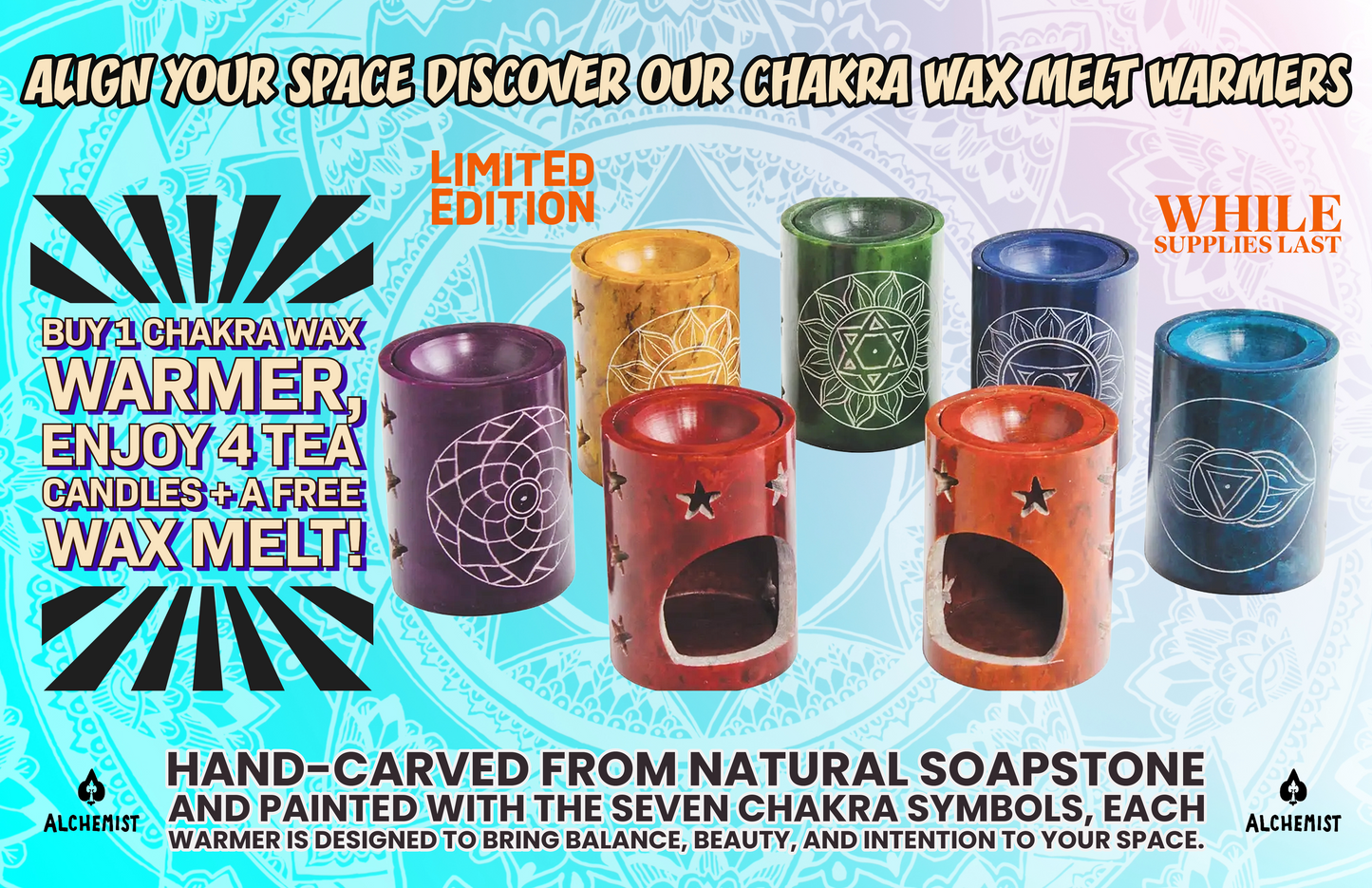 Balance & Beauty: The 7-Chakra Soapstone Burner Set