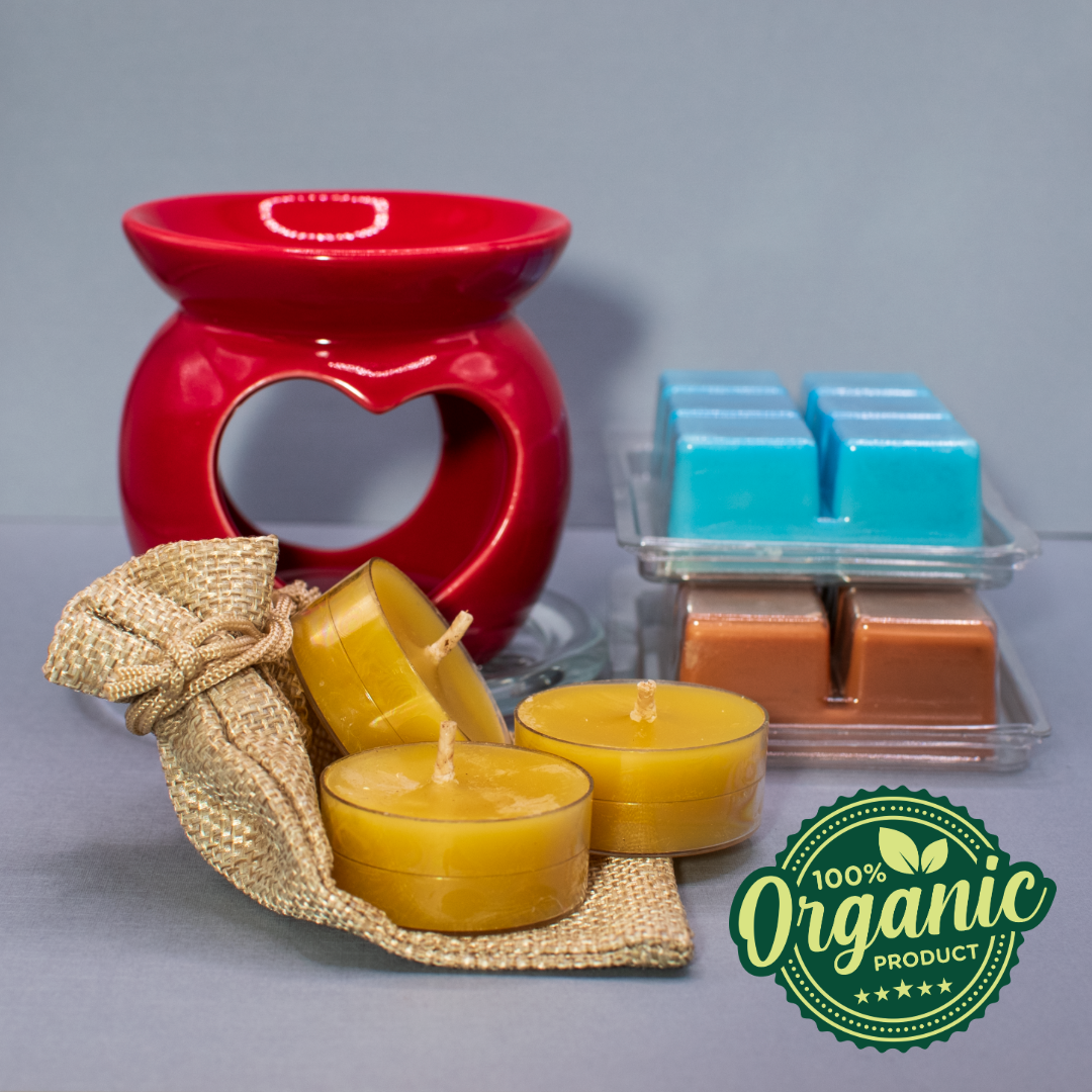 Set de regalo de calentador de cera con forma de corazón rojo hecho a mano